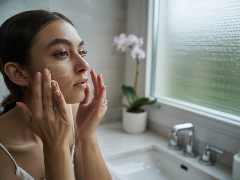 aplikacja serum na twarz