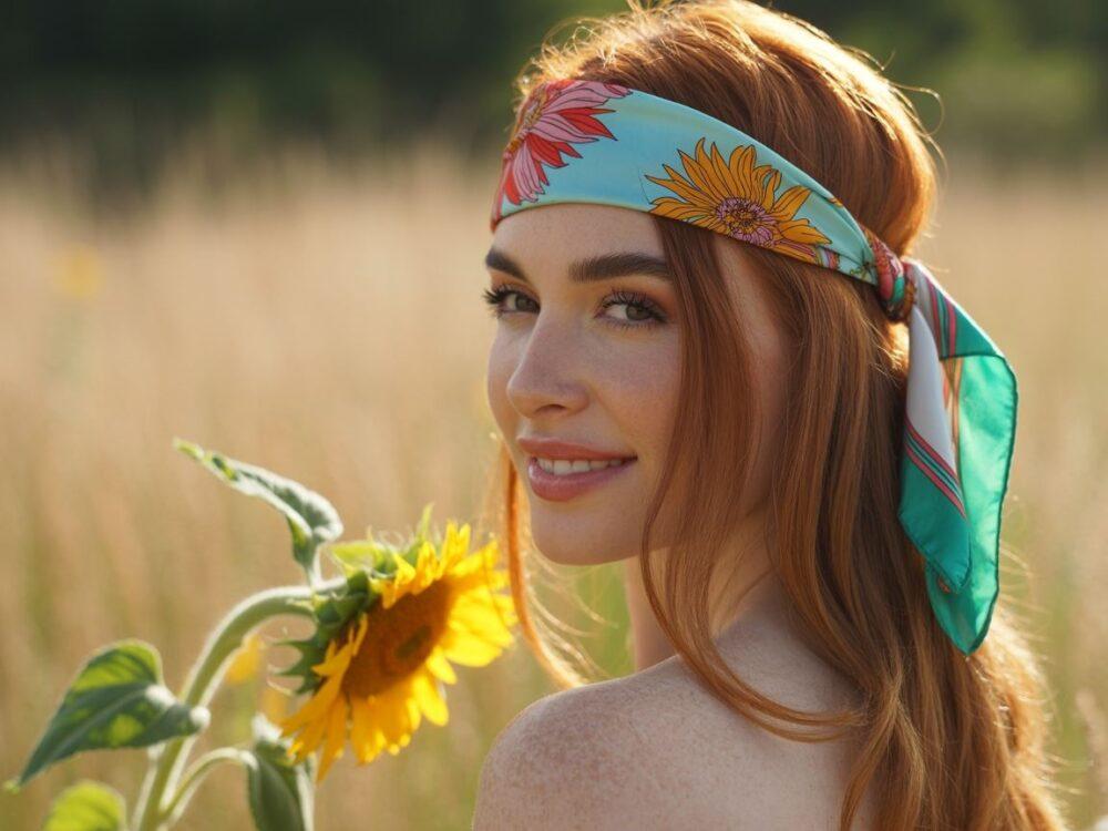 kobieta z chustą na głowie