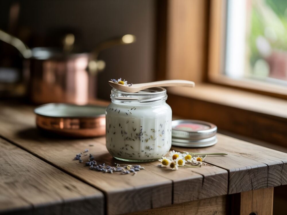 mieszanie kremu w słoiku