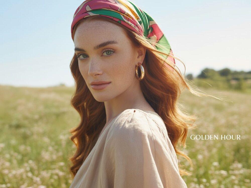 modna chusta we włosach