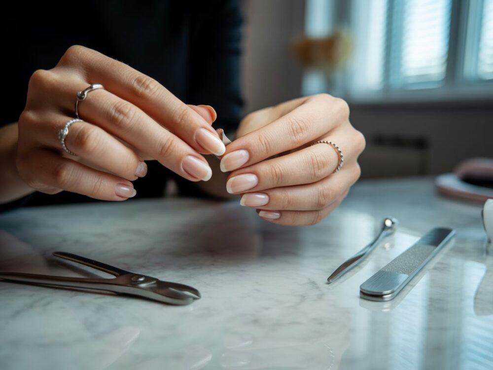 piłowanie paznokci migdał