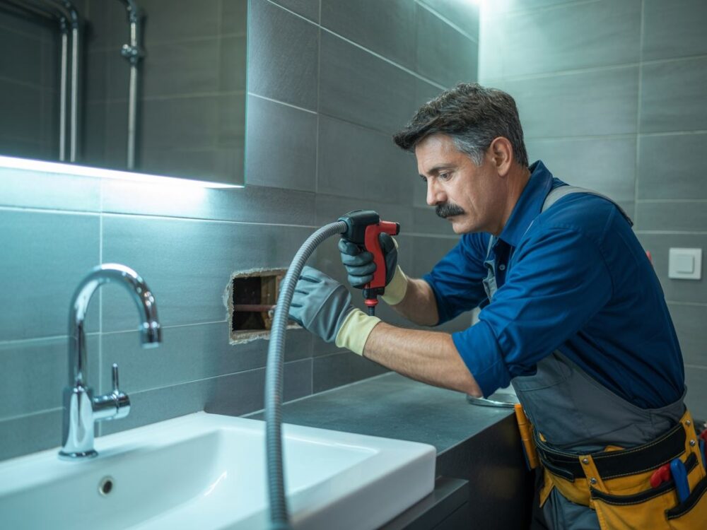 udrażnianie rury w ścianie