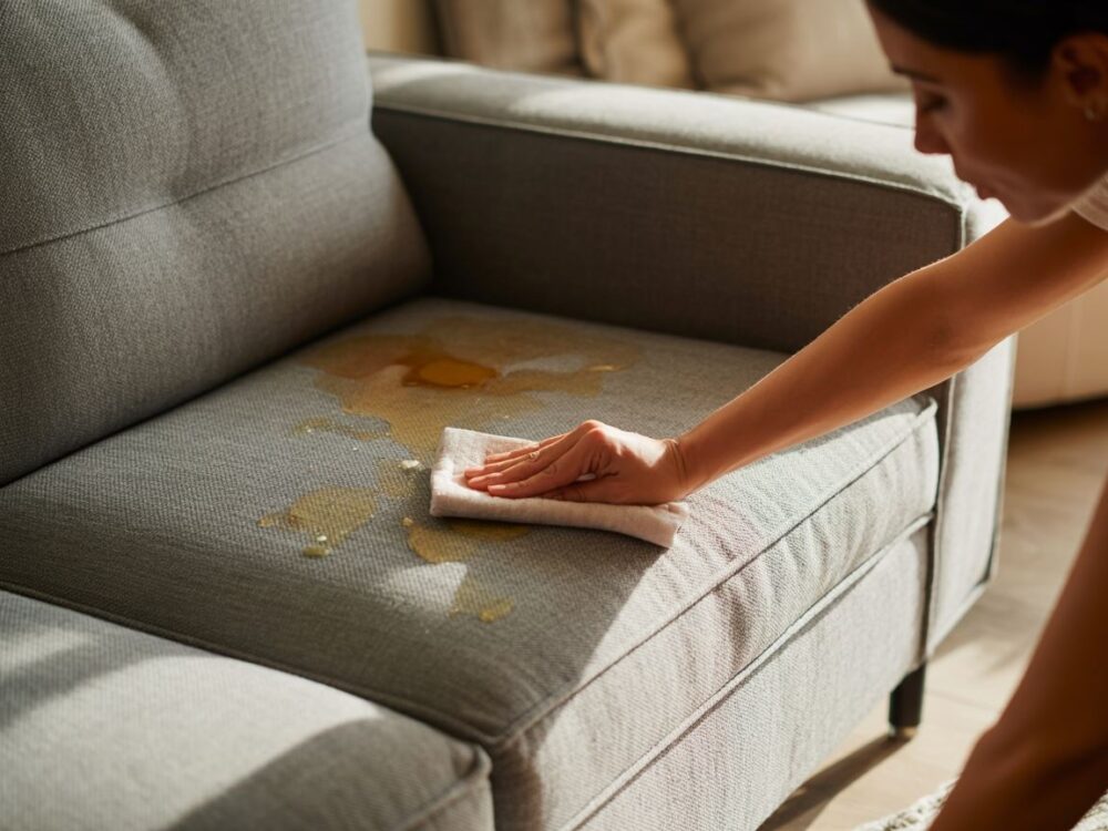 usuwanie wosku z kanapy