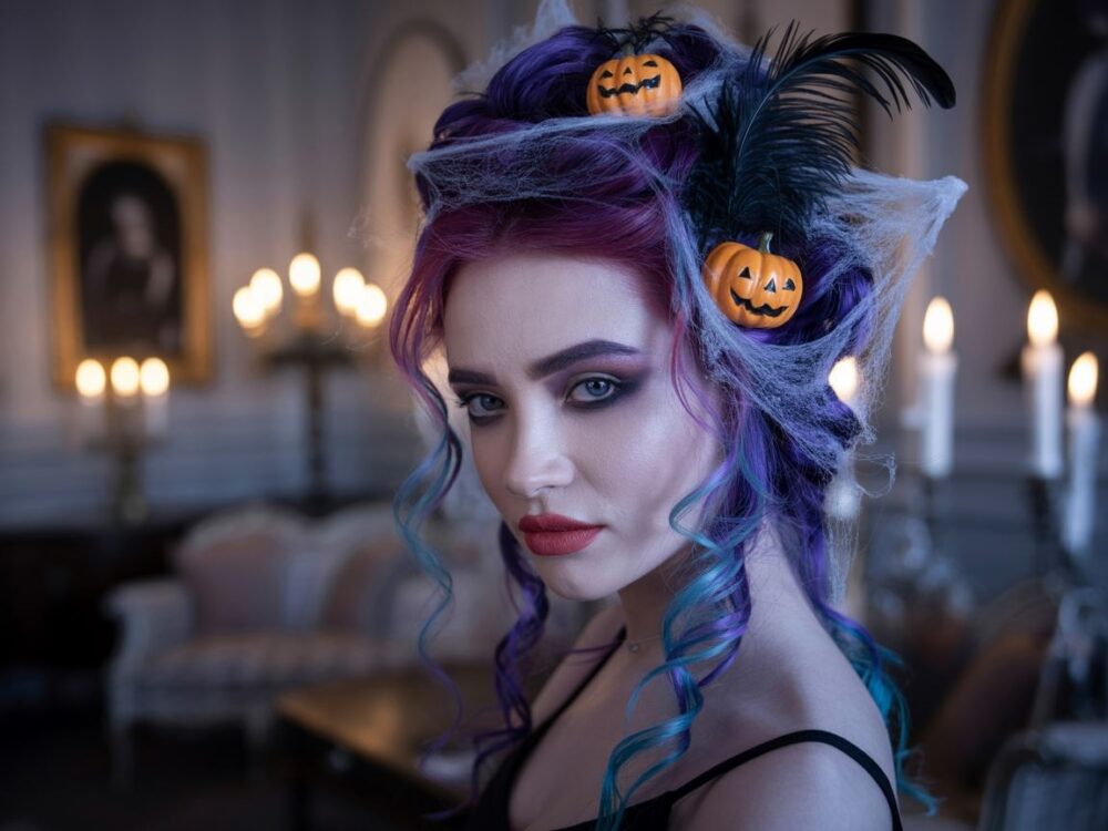 włosy z ozdobami dyni