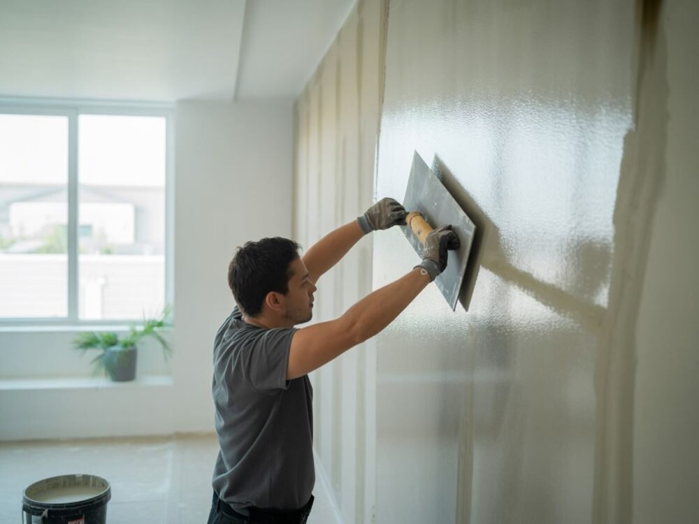 wygładzanie ściany szpachlą